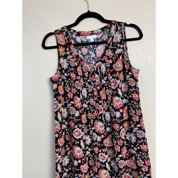 J. Jill Pleated Shift Floral Womens Size XS Black Multicolor whimsical Boho Pock - Picture 2 of 12